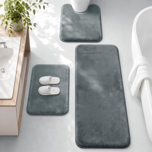 HUXMEYSON 3-Piece Memory Foam Bathroom Rug Set by HUXMEYSON