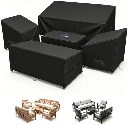 SIRUITON 5-Piece Patio Furniture Covers Waterproof, Lawn Patio Set Covers by SIRUITON
