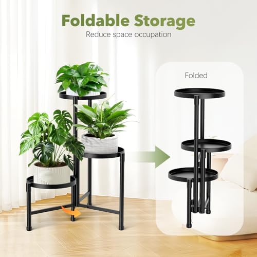 3 Tier Corner Plant Stand Indoor Outdoor, 10 Inch Wide Tray - Image 5