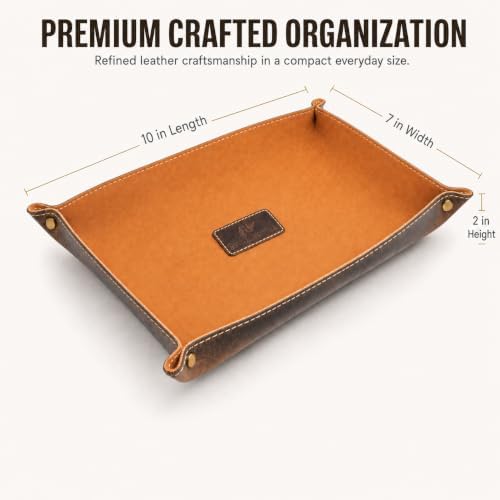 Leather Valet Tray for Men – Genuine Leather Catchall Tray EDC Organizer for - Image 3
