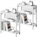 End Table Set of 2 for Small Space, 3-Tier Narrow Side Table by HOME