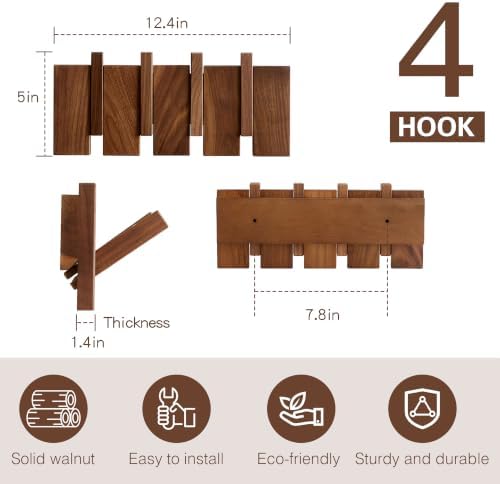 QUELLANCE Wooden Coat Hooks Wall Mounted, Coat Rack Hanger Wall Mount - Image 2