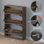 BORNOON Shoe Cabinet with 3-Flip Mirror Drawers, Freestanding Shoe Rack - Image 2