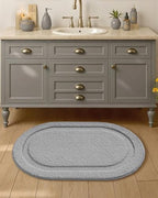 Color&Geometry Oval Grey Bathroom Rugs 36x24, Extra Soft Absorbent Microfiber - Image 2