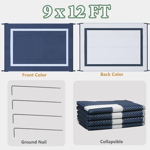 Ogrmar 9x12 FT Reversible Mats, Outdoor Rug - Image 2