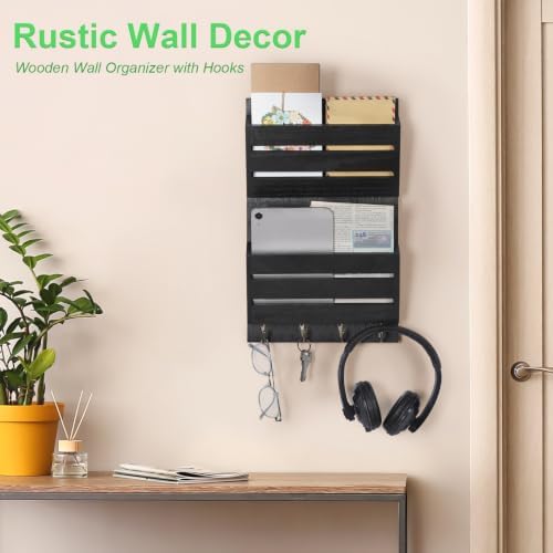 MOOACE Mail Organizer Wall Mount, Wood Mail and Key Holder - Image 5
