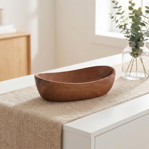 Oval Wood Key Bowl for Entryway Table, Small Wooden Bowl for Keys - Image 5