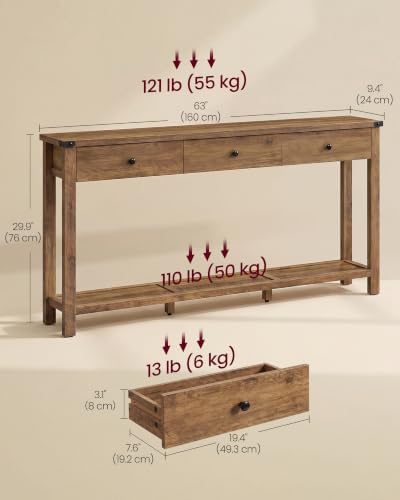 VASAGLE 63 Inche Narrow Console Table - Image 2