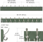 SKOLOO Creations Forest Green Solid Wood Wall Mounted Coat Rack, 10 Hooks - Image 2