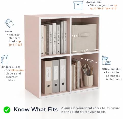 Homes: Inside + Out Apexa 4-Cube Storage Organizer Shelves, Stackable Wood - Image 6