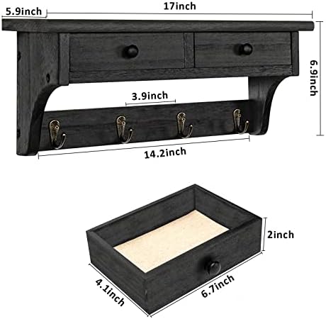 Emfogo Wood Coat Hooks Wall Mounted, Rustic Style - Image 6