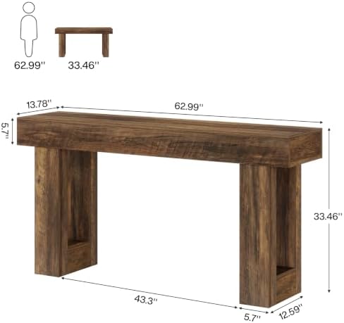 Tribesigns 63-Inch Long Console Table, Farmhouse Wooden Sofa Table Behind The - Image 2