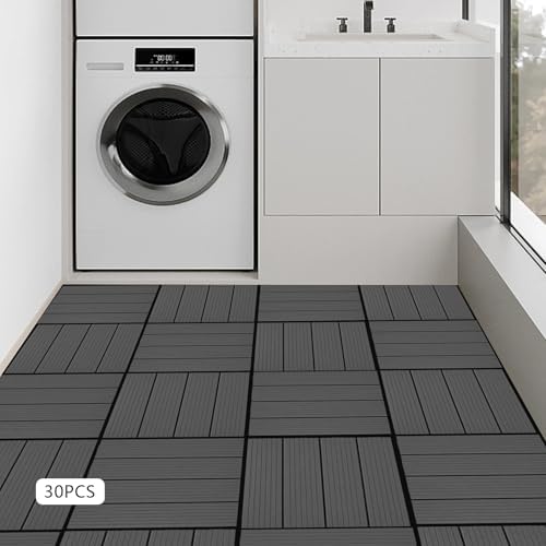 30 Pcs Interlocking Deck Tiles, 11.8 x11.8 Inch PVC Patio Pavers, High Load - Image 4