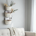 TeoKJ Over the Door Hanging Storage Basket Wall Organizer White&Light Brown - Image 4