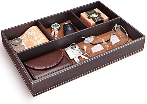 GORESE Faux Leather Valet Tray for Men, Stackable Jewelry Organizer for Drawers by GORESE