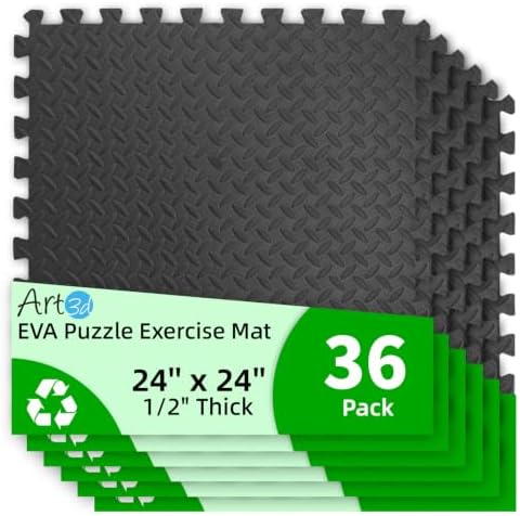 Art3d 36-Pack 24"x24" EVA Interlocking Exercise Mats, 144 Sq.Ft by Art3d