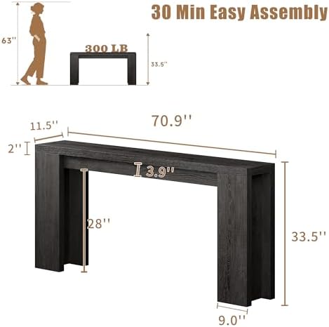 karlott 70.9" Extra Long Console Table, Farmhouse Entryway Table - Image 2