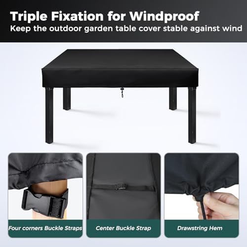 SUNICO Outdoor Table Covers Waterproof Rectangle 72x35x6in - Image 3
