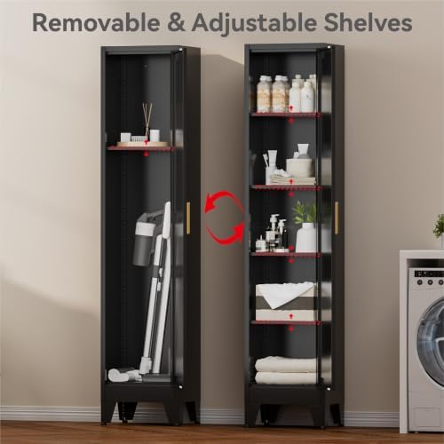 Bevivog 67" Slim Storage Cabinet, Tall Slim Pantry Cabinets - Image 5