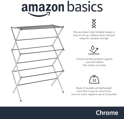 Amazon Basics Foldable Portable Metal Clothes Drying Rack - Image 3