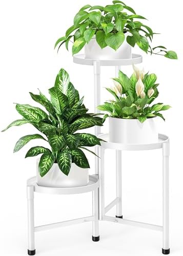 3 Tier Metal Corner Plant Stand Indoor Outdoor, 10 Inch Wide Tray by ZOXILEN