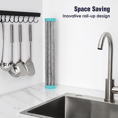 Tomorotec Roll Up Dish Drying Rack Over Sink, 304 Steel - Image 3