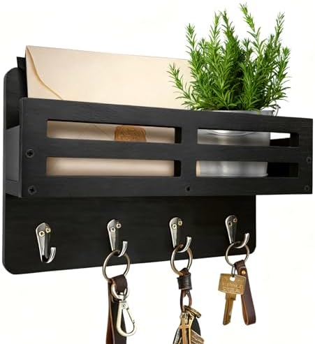 Key Holder Wall Mount, 10 inch Decorative Key and Mail Holder by KISENG