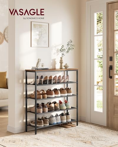 VASAGLE 5-Tier Shoe Rack, 18-24 Pairs, Metal Mesh - Image 2