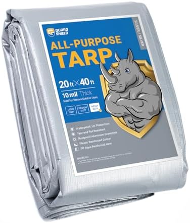 GUARD SHIELD Heavy Duty Tarp 20x40 Feet Silver Multi Purpose Thick Waterproof by GUARDSHIELD