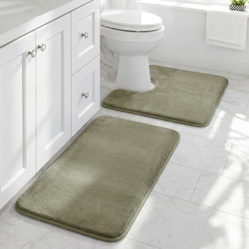 HUXMEYSON Bathroom Rugs Sets 2 Piece, Non-Slip & Quick Dry Bath Mat Set by HUXMEYSON