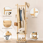 Taitiy Small Clothes Rack Solid Wood Coat Rack Freestanding - Image 4
