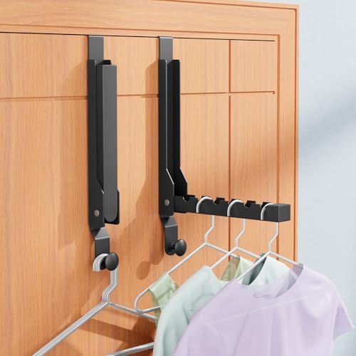 2 Pack Over The Door Hanger Folding Clothes Drying Rack, Folding Hanging Coat - Image 2