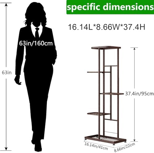 LINZINAR 5 Tier Plant Stand Indoor Outdoor Metal Flower Pot Display Shelf - Image 4