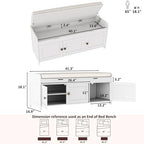 HOMEFORT 41.3" Shoe Bench with Lift Top Storage, Entryway Bench with Cushioned - Image 3