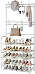 Coat Rack Shoe Rack With Storage Hooks Standing Organizer 4 Tier by YIZAIJIA