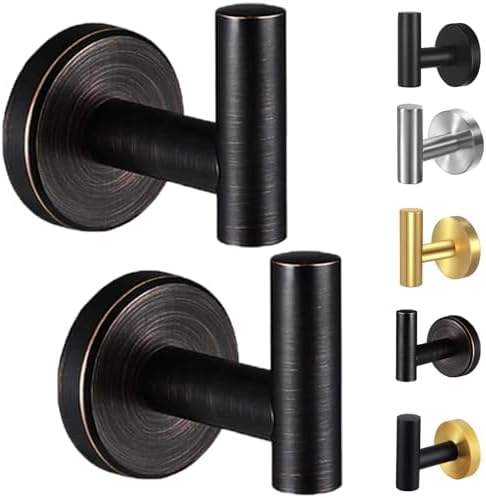 Kruodop Towel Hooks for Bathroom, 2 Packs Wall Mount Towel Holder, Bronze Matte by Kruodop
