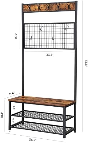 VASAGLE Coat Rack and Storage Bench, Hall Tree - Image 7