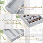 Amylove 4 Pcs Gray Sunglass Organizer Trays 4 Grids Velvet Glasses Holder - Image 3