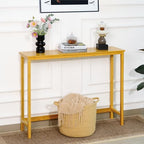 Bamboo Narrow Console Table, 39.4" Wood Small Entryway Table, Accent Slim - Image 4