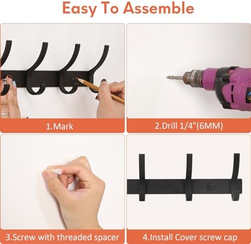 Optish Coat Rack Wall Mount, Coat Hook Wall Mount, Wall Hooks - Image 5