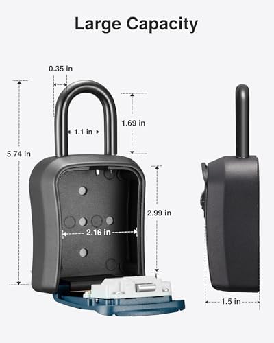 Puroma Key Lock Box Outdoor 4 Digit Code Combination Lockbox 1 Peacock Blue - Image 6