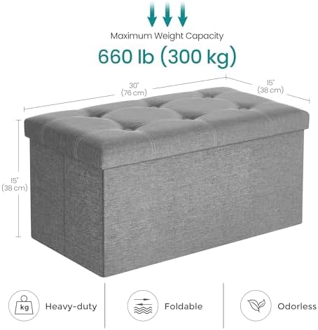 SONGMICS Ottoman Storage Bench, 21 Gal. Folding Chest, Holds 660 lb - Image 3