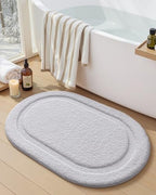 Color&Geometry Oval White Bathroom Rugs 42x24, Extra Soft Absorbent Microfiber - Image 5