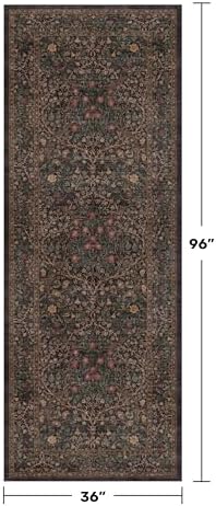 Vintage 8ft Long Runners for Hallways, Washable Dark Brown 3x8 Kitchen Runner - Image 2