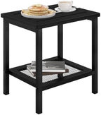 2-Tier Storage Outdoor Side Table, HDPE Small Outdoor Table by Unknown