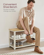 VASAGLE 3-Tier Shoe Rack, Storage Bench - Image 4