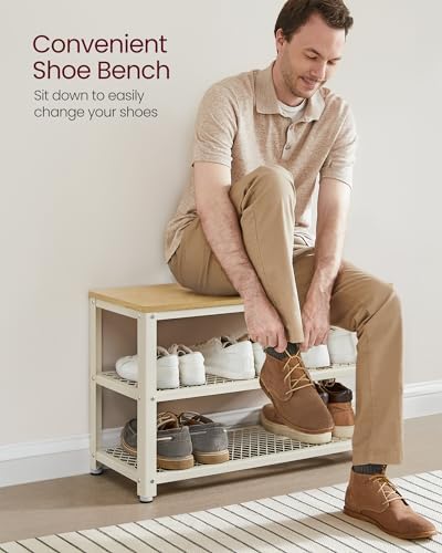 VASAGLE 3-Tier Shoe Rack, Storage Bench - Image 4