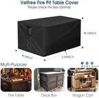 Outdoor Fire Pit Cover Rectangular Waterproof-44x34x14in - Image 2