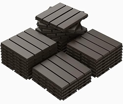 Goovilla Plastic Interlocking Deck Tiles, 27 Pack, Dark Coffee by Goovilla