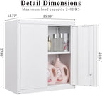 Metal Wall Cabinets, Kitchen Wall Hanging Cabinet, Locking Steel Storage - Image 3